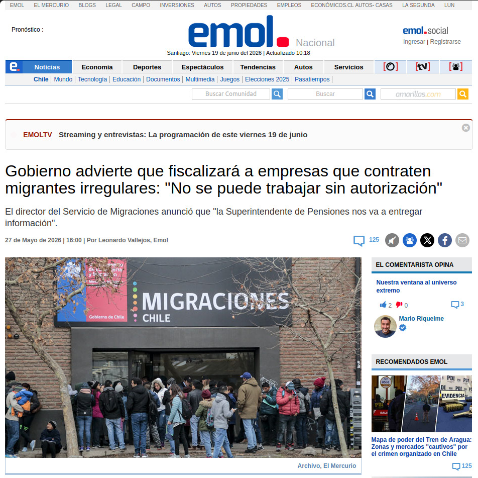 Gobierno fiscalizará a empresas que contraten migrantes irregulares en Chile