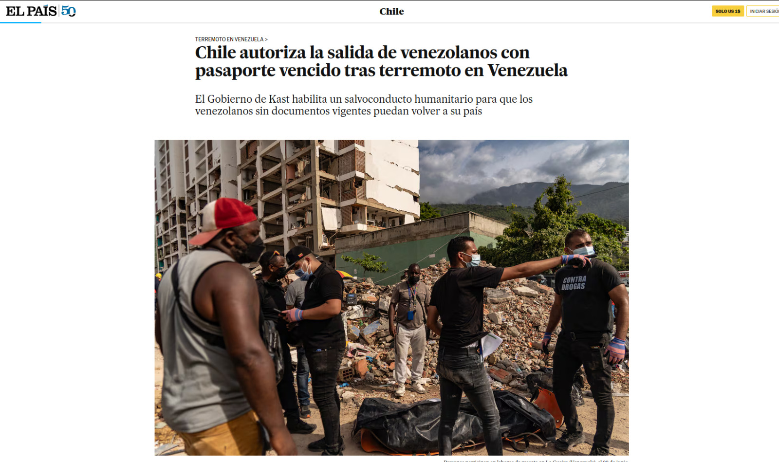 Chile autoriza la salida de venezolanos con pasaporte vencido tras terremoto en Venezuela